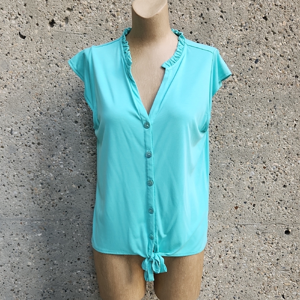 ESQUALO Sleeveless Aqua  Blouse